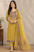 Mustard Zari Delight Unstitched Suit