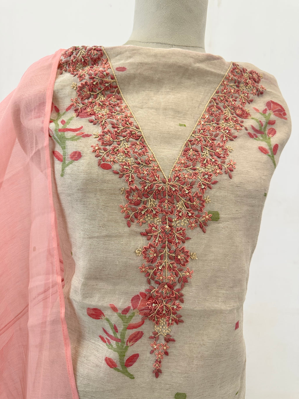Pink and Beige Suit Set
