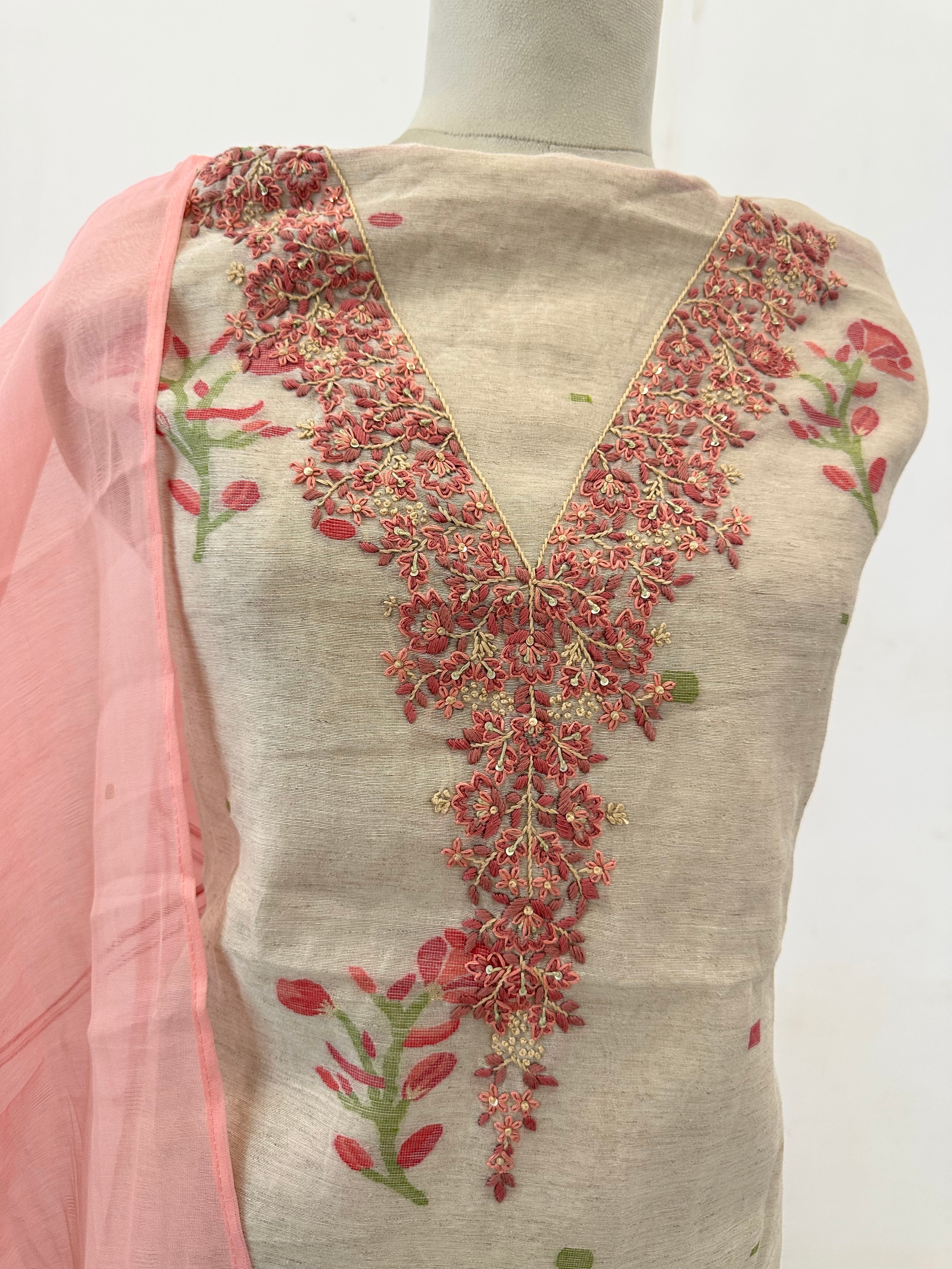 Pink and Beige Suit Set