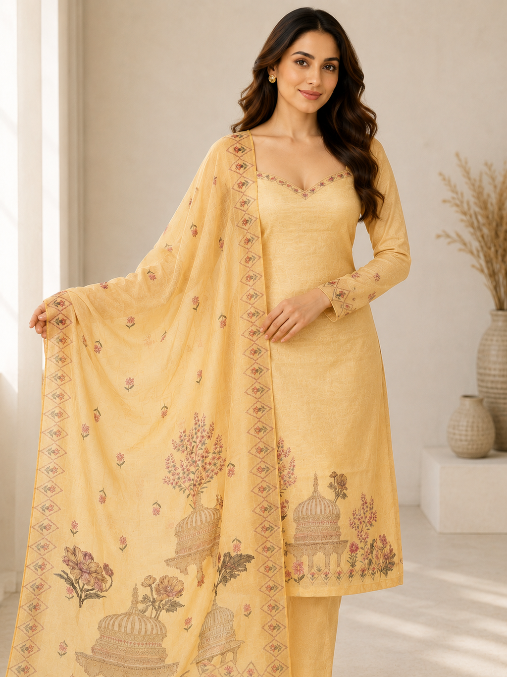 Mul Chanderi Suit Set