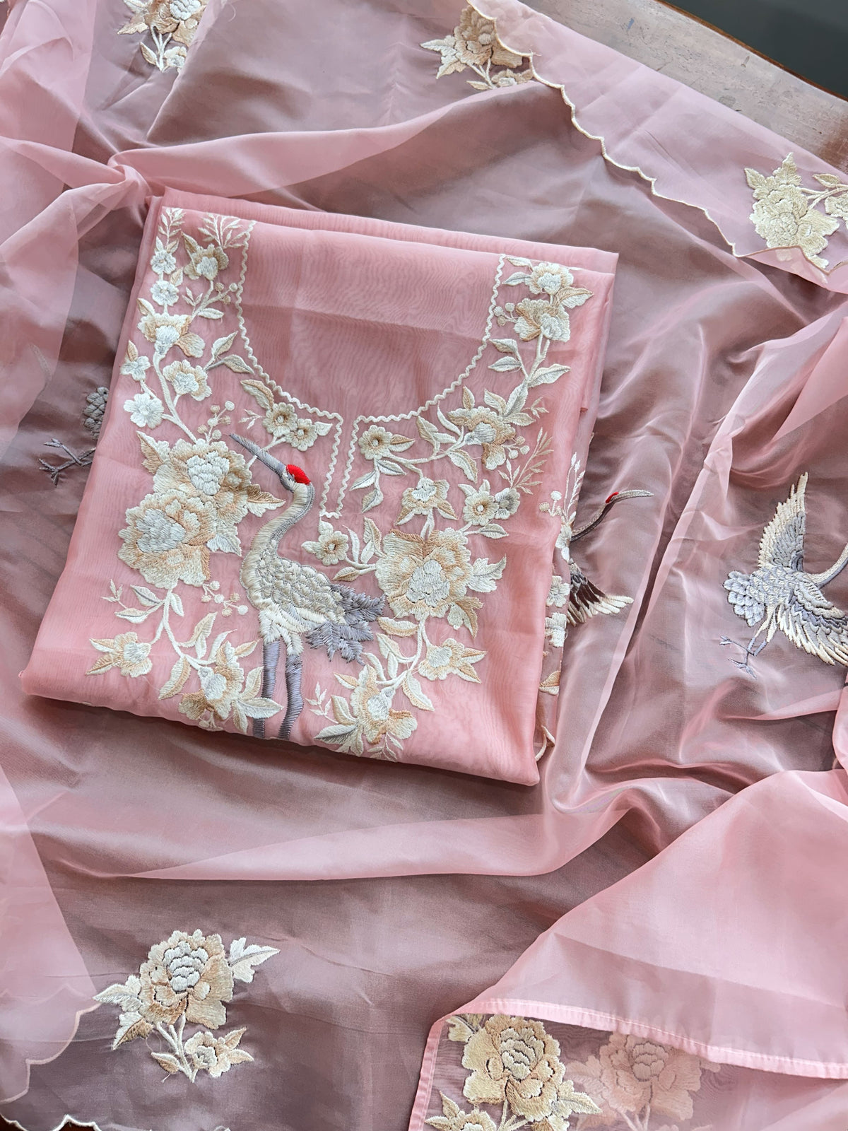 Pink Swan Color Unstitched suit