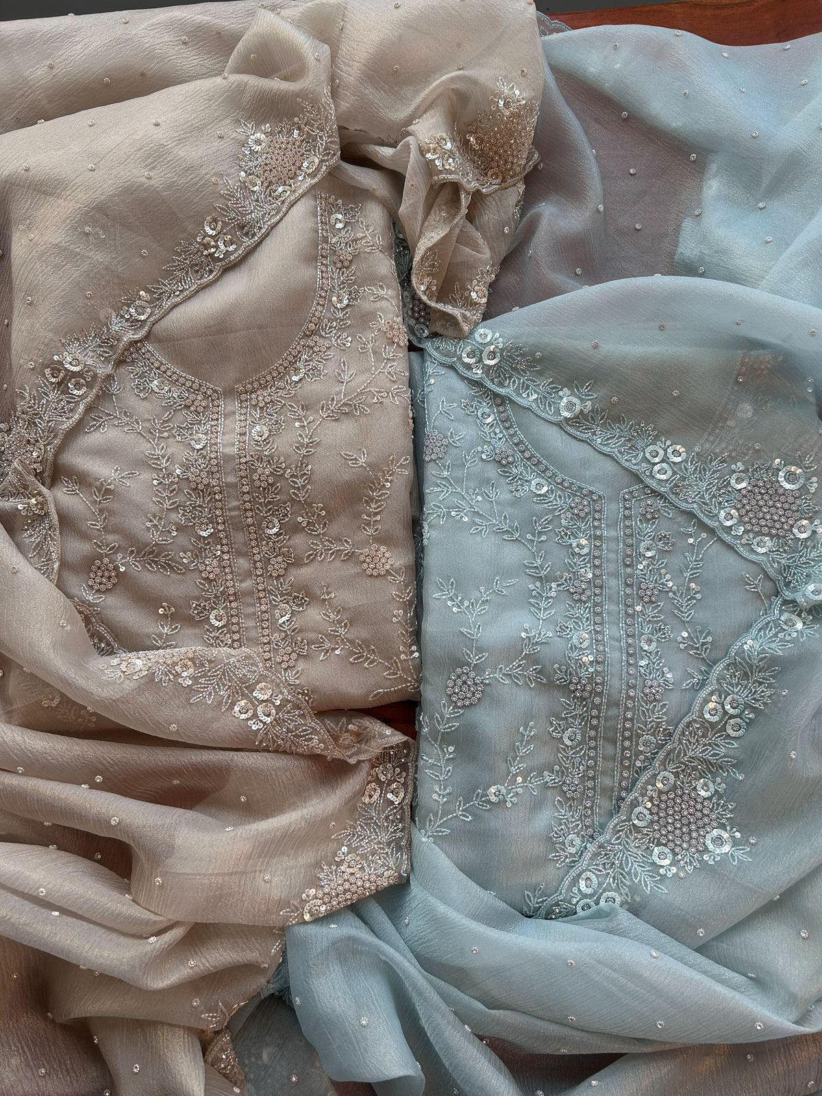 Pearl Mist Embroidered Suit