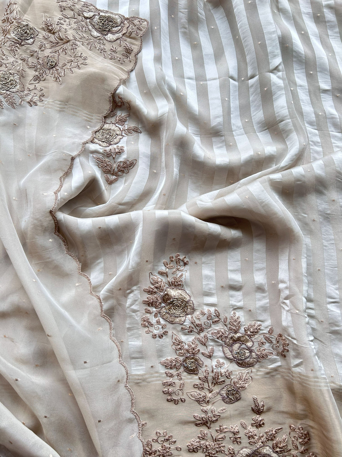 Pure Silk Tissue Zardozi Handwork Suit