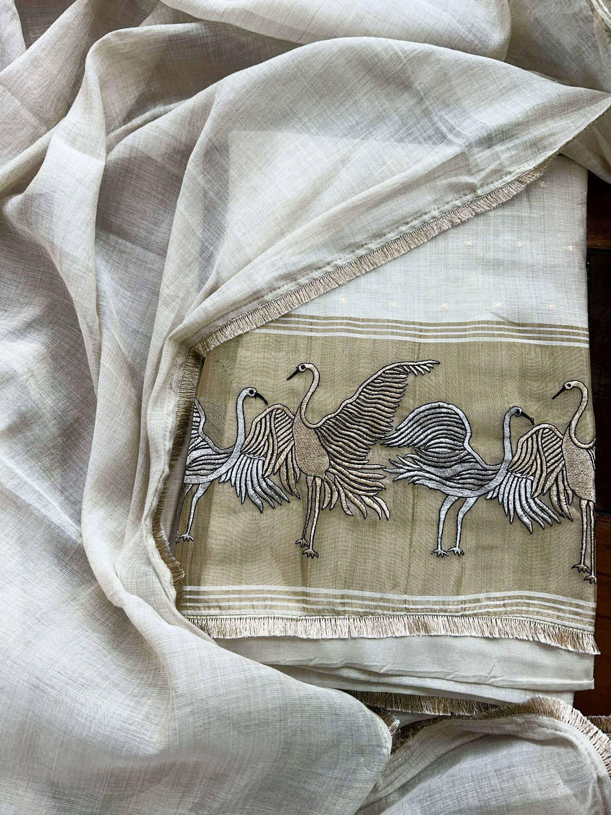 Ivory Swan Elegance Unstitched Suits