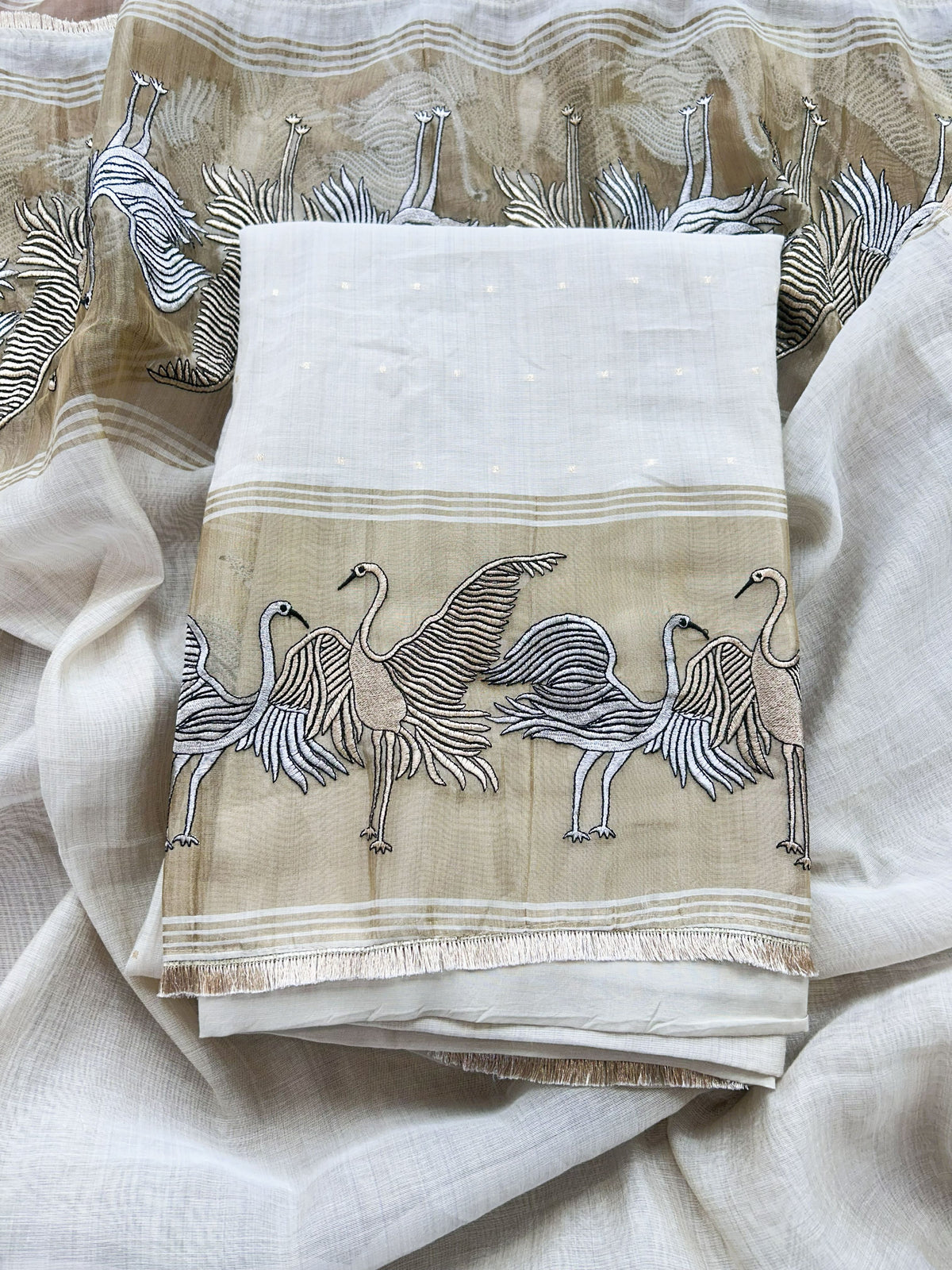 Ivory Swan Elegance Unstitched Suits