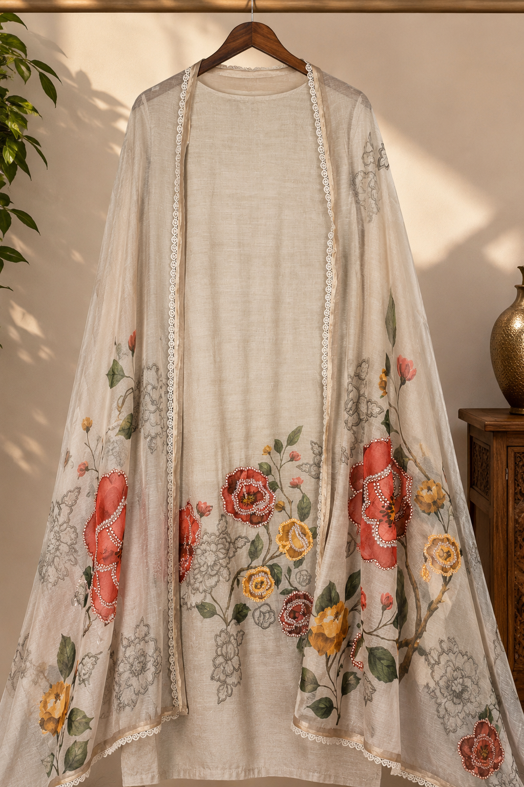 Ivory Garden Bloom Unstitched suit