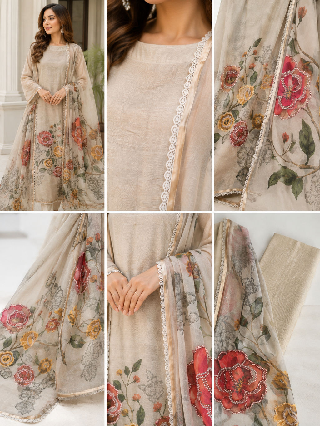 Ivory Garden Bloom Unstitched suit