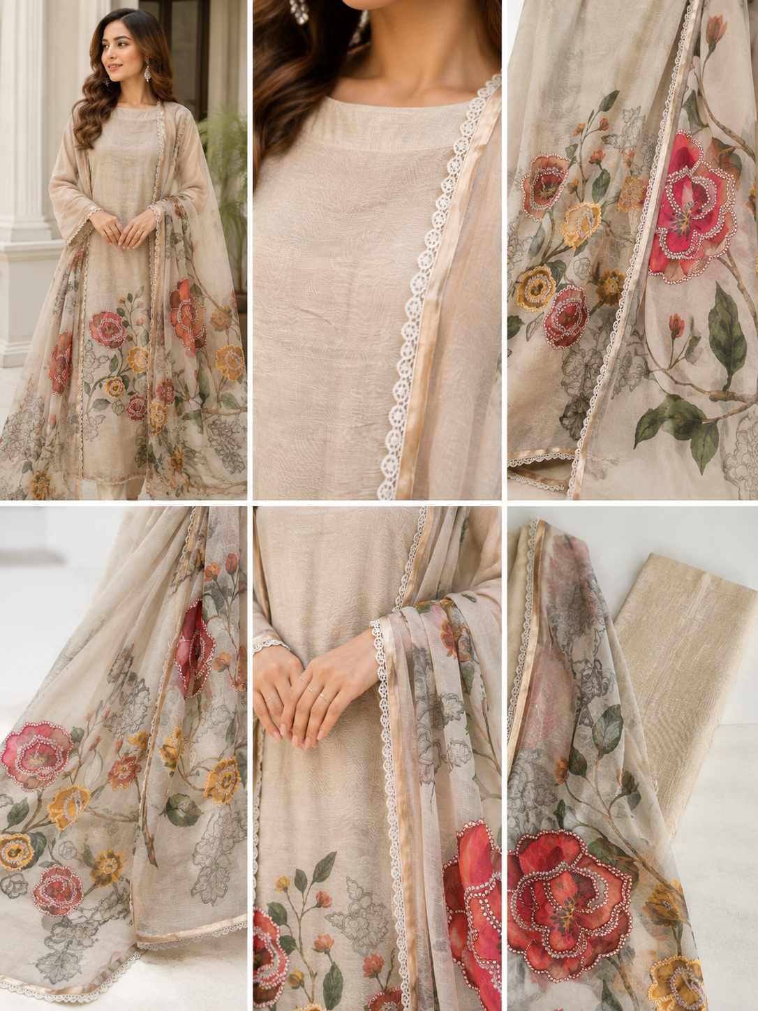 Ivory Garden Bloom Unstitched suit