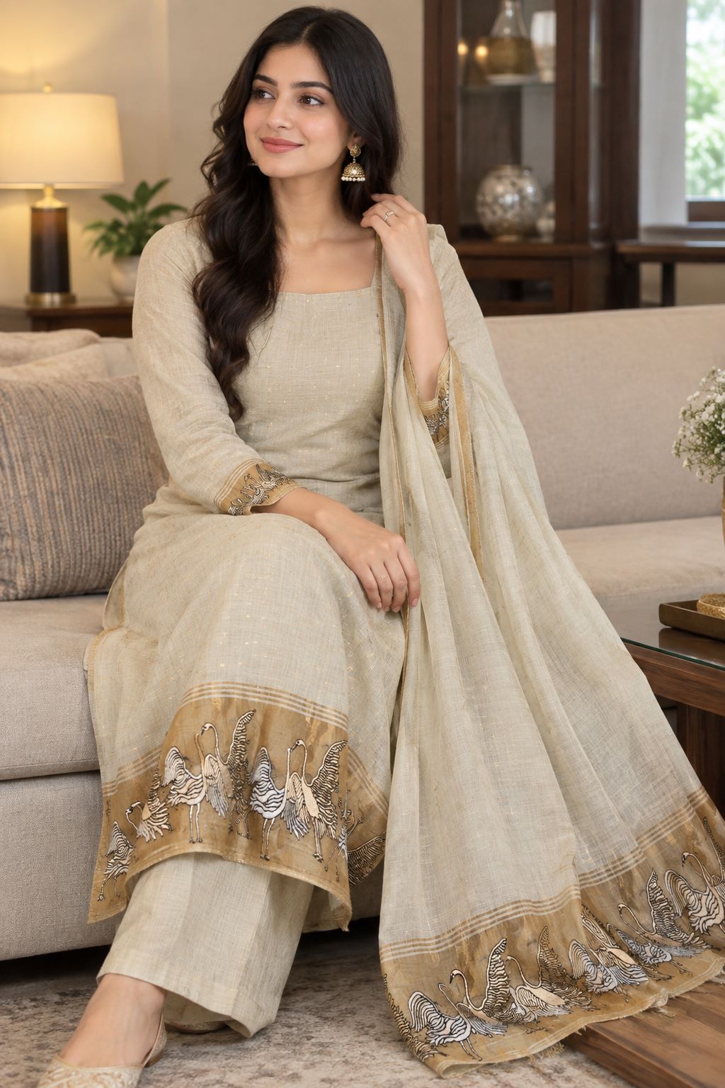 Ivory Swan Elegance Unstitched Suits